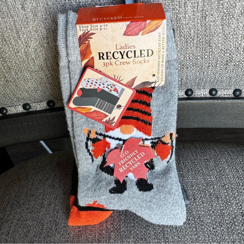 Recycled Gray Crew Socks Ladies